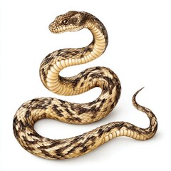 Fototapeta premium A detailed illustration shows a textured snake coiled on a white backdrop.