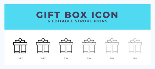 Gift box editable line icon. Vector illustration with different stroke.