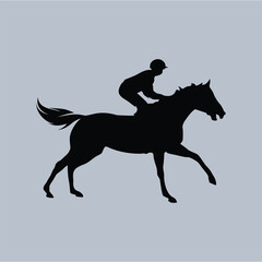 Fototapeta premium Horse Racing Rider Jockey Posed Simple Silhouette Vector