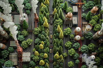 Actions Impact the Environment, Carbon Footprint Concept, Generative AI