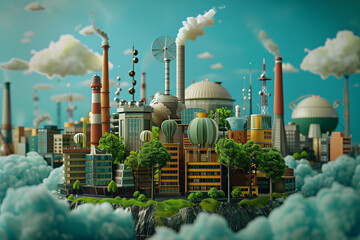 Actions Impact the Environment, Carbon Footprint Concept, Generative AI