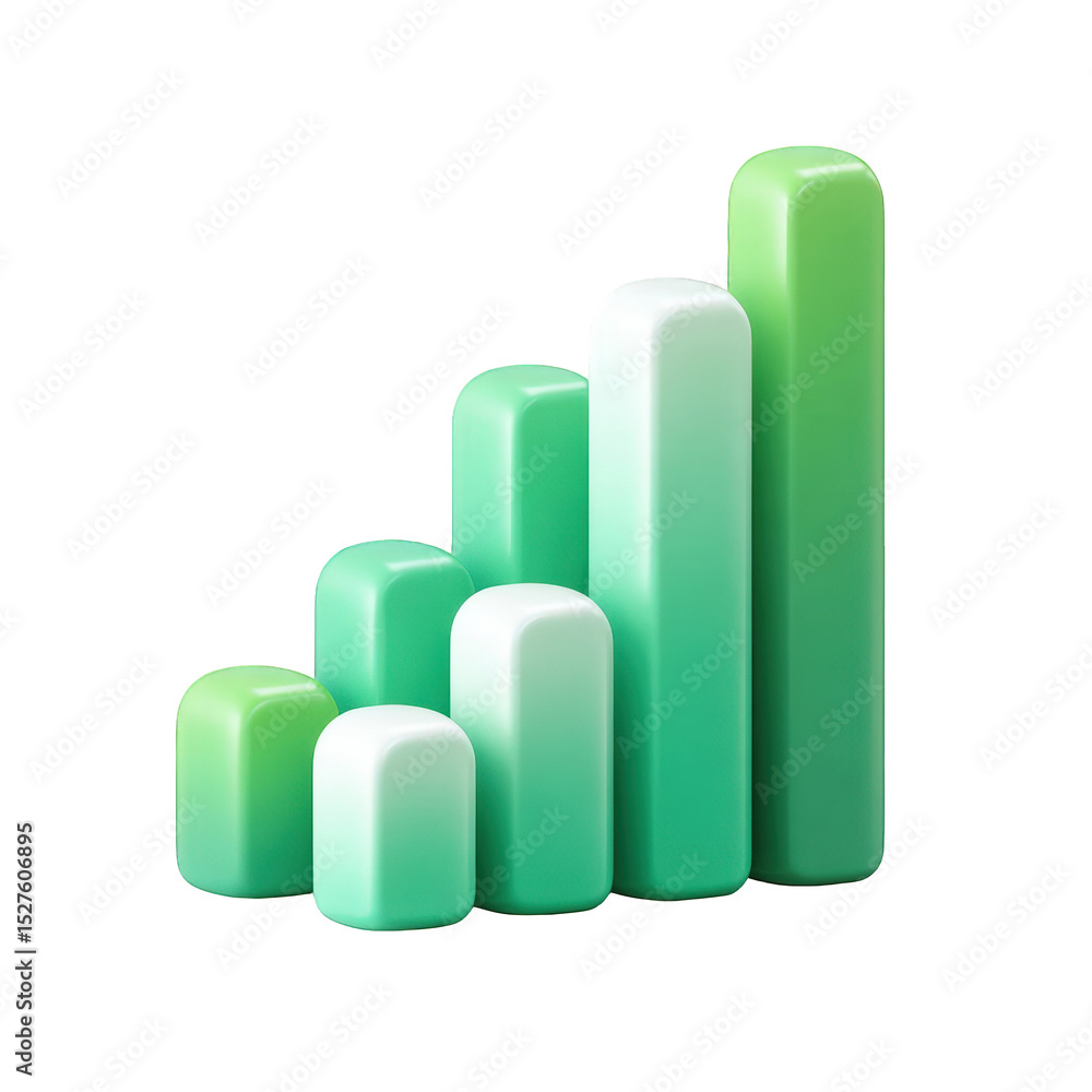 Poster abstract green and white gradient bar chart growing upward representing business growth success and 