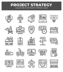 Project Strategy Icons: 25 Essential Line Icons for Business Planning