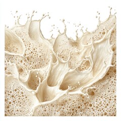 Creamy white liquid splashing creating dynamic forms against a plain background.
