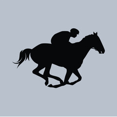 Horse Racing Rider Jockey Posed Simple Silhouette Vector