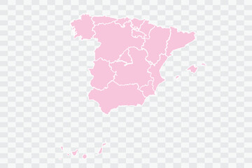Spain Map Blush Color on White Background quality files Png