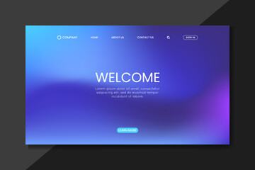 Modern Gradient Landing Page Template with Welcome Text and Navigation Menu