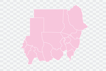 Sudan Map Blush Color on White Background quality files Png
