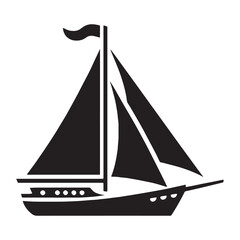 Smooth Glide Sailboat silhouette with detailed sail – Sailboat illustration – Minimalist Sailboat vector – Vehicle silhouette

