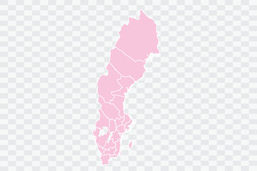 Sweden Map Blush Color on White Background quality files Png
