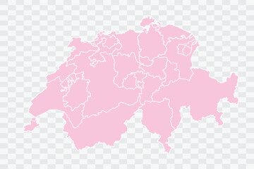 Switzerland Map Blush Color on White Background quality files Png