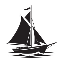 Minimalist Sailboat silhouette on the horizon – Sailboat illustration – Minimalist Sailboat vector – Vehicle silhouette

