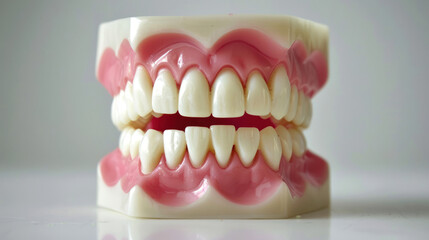 Realistic dental model showcasing human teeth and gums for educational purposes, ideal for teaching dental health and hygiene practices effectively