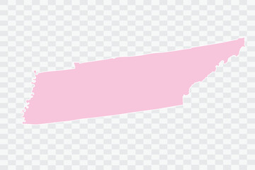 TENNESSEE Map Blush Color on White Background quality files Png