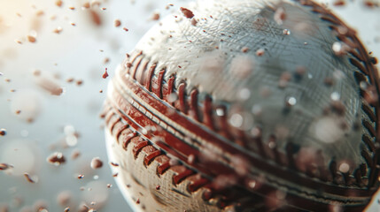 Close-Up of a Baseball in Motion with Dusty Particles and Dynamic Background Blurring Effect for Sports Photography Needs