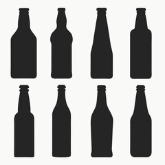 Eight different silhouette bottle designs