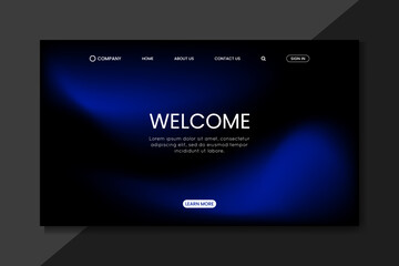 Dark Modern Landing Page UI Design with Blue Gradient Background