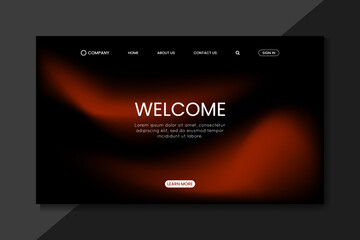 Dark Mode Landing Page UI Design with Red Abstract Gradient Blur Background