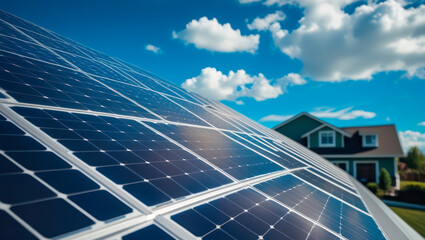 modern rooftop solar panels, angled to showcase their sleek, clean, and energy-efficient design
