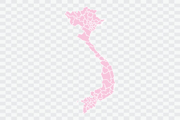 Vietnam Map Blush Color on White Background quality files Png
