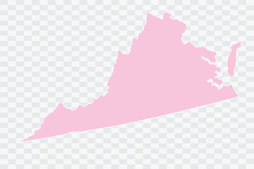 VIRGINIA Map Blush Color on White Background quality files Png
