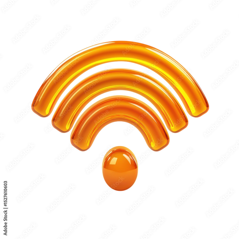 Poster orange wireless symbol design connectivity icon wifi network signal on transparent background