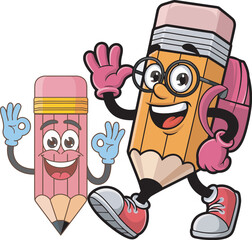 Cartoon Style Funny Pencil Characters Vector for Kids