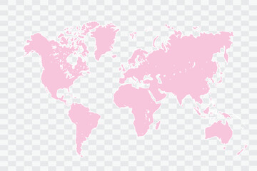 World Map Blush Color on White Background quality files Png