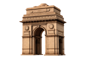 India gate architectural landmark isolated on a white background png ai generated