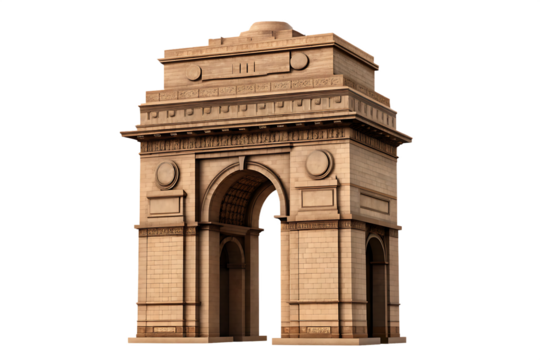 India gate architectural landmark isolated on a white background png ai generated