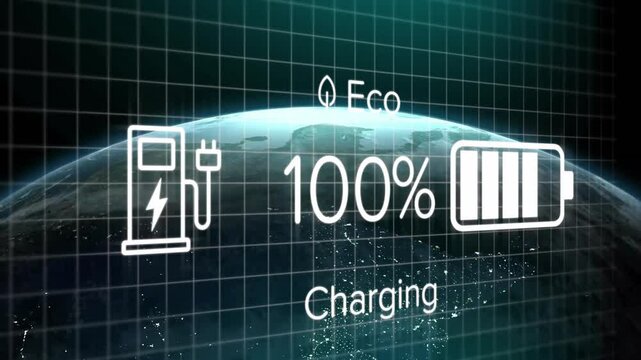 On start charging interface showing battery percentage rising to full dropping to show eco cycle