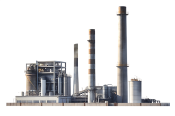 Industrial factory complex isolated on a white background png ai generated