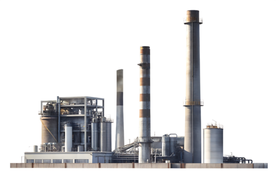 Industrial factory complex isolated on a white background png ai generated