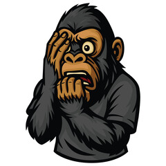 The affraid kingkong vector logo illustration