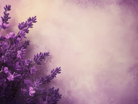 Lavender flowers with soft purple background create calming and serene atmosphere, perfect for relaxation and tranquility. delicate blooms add touch of elegance and natural beauty