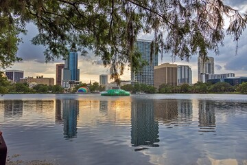 Orlando, Florida skyline at sunset