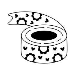 Scotch doodle, Adhesive tape, Scotch tape, groovy school supplies, back to school, cute hand drawn vector illustration in flat style