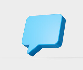 3D Blue chat icon, symbolizing messaging, communication and conversation. 3d illustration