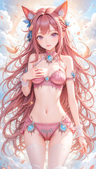 Fototapeta premium Beautifully drawn young female characters wearing fantasy-inspired clothing that exudes elegance. The art style combines elements of anime and modern fantasy.