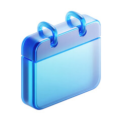 Modern blue glass calendar icon 3d render digital schedule appointment reminder event planner time management organization productivity efficiency on transparent background day date