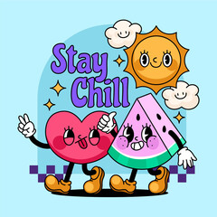Retro Cartoon Groovy Fun Stay Chill Composition
