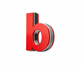 Vibrant Red Small Letter b Gleams With Its Sleek Metallic Design With Sharp Edges 3D Illustration