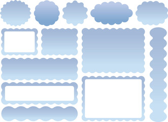 うねうね装飾フレーム素材セット（青系／グラデーション）