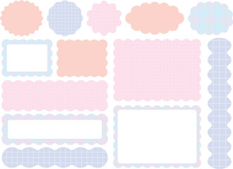 うねうね装飾フレーム素材セット（ゆめかわ／チェック＆ドット）