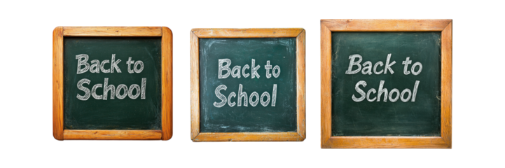 School board with the inscription "Back to school" isolated on transparent background, PNG set