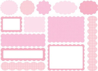 うねうね装飾フレーム素材セット（ピンク／チェック＆ドット）