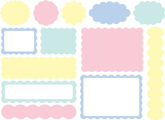 うねうね装飾フレーム素材セット（パステルカラー）