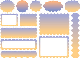 うねうね装飾フレーム素材セット（オレンジ×紫／グラデーション）