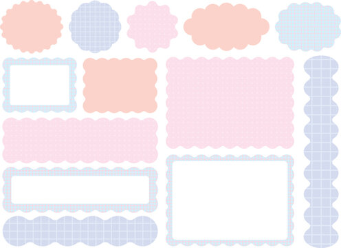 うねうね装飾フレーム素材セット（ゆめかわ／チェック＆ドット）