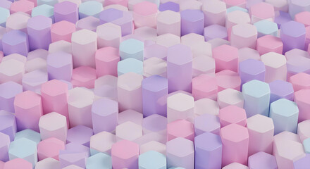 Pastel colored hexagonal columns create a unique and modern design.